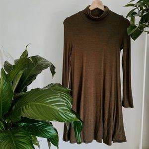 Lulu's Sway Girl Sway Olive Turtleneck Dress